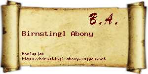 Birnstingl Abony névjegykártya